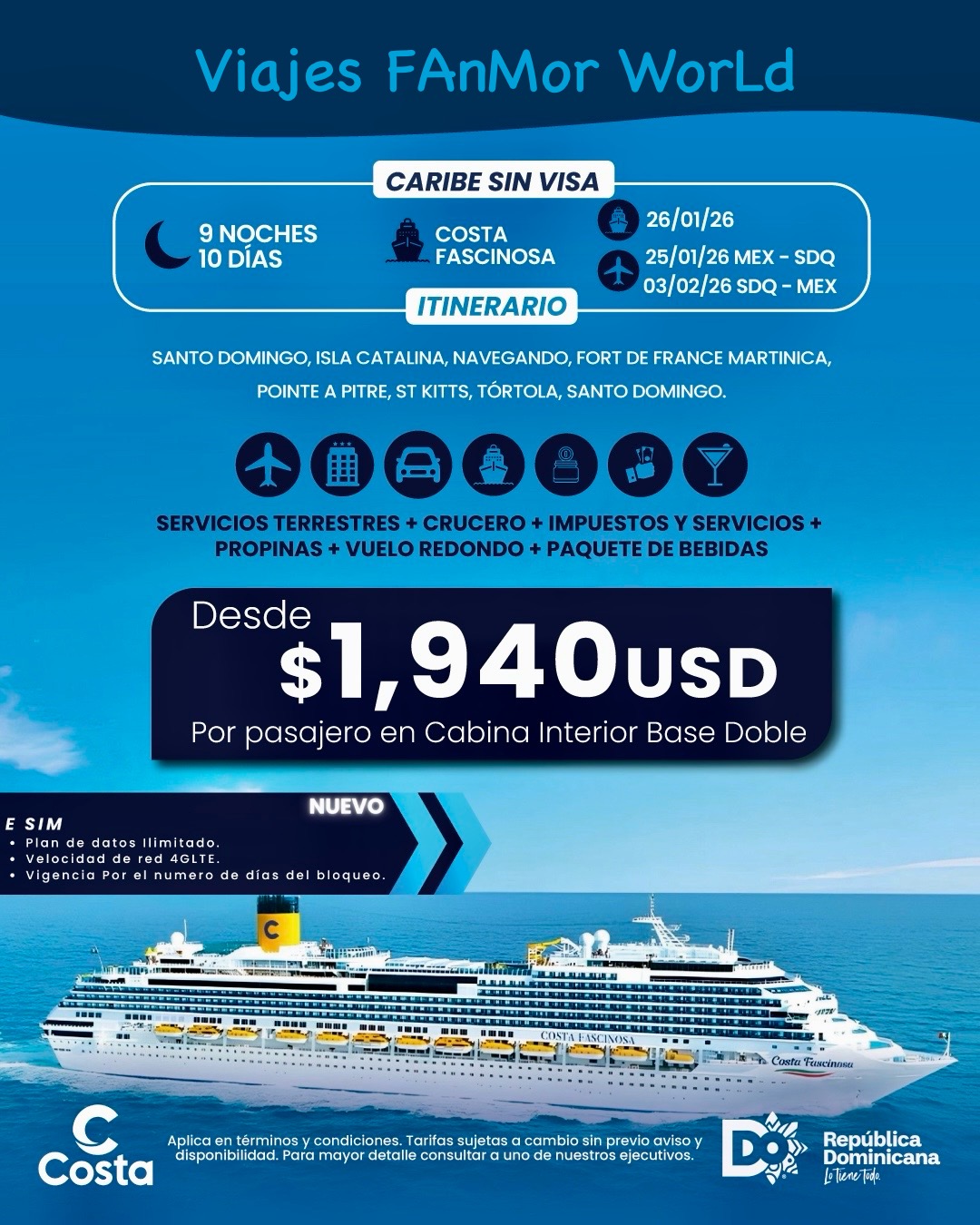 CRUCERO AL CARIBE SIN VISA