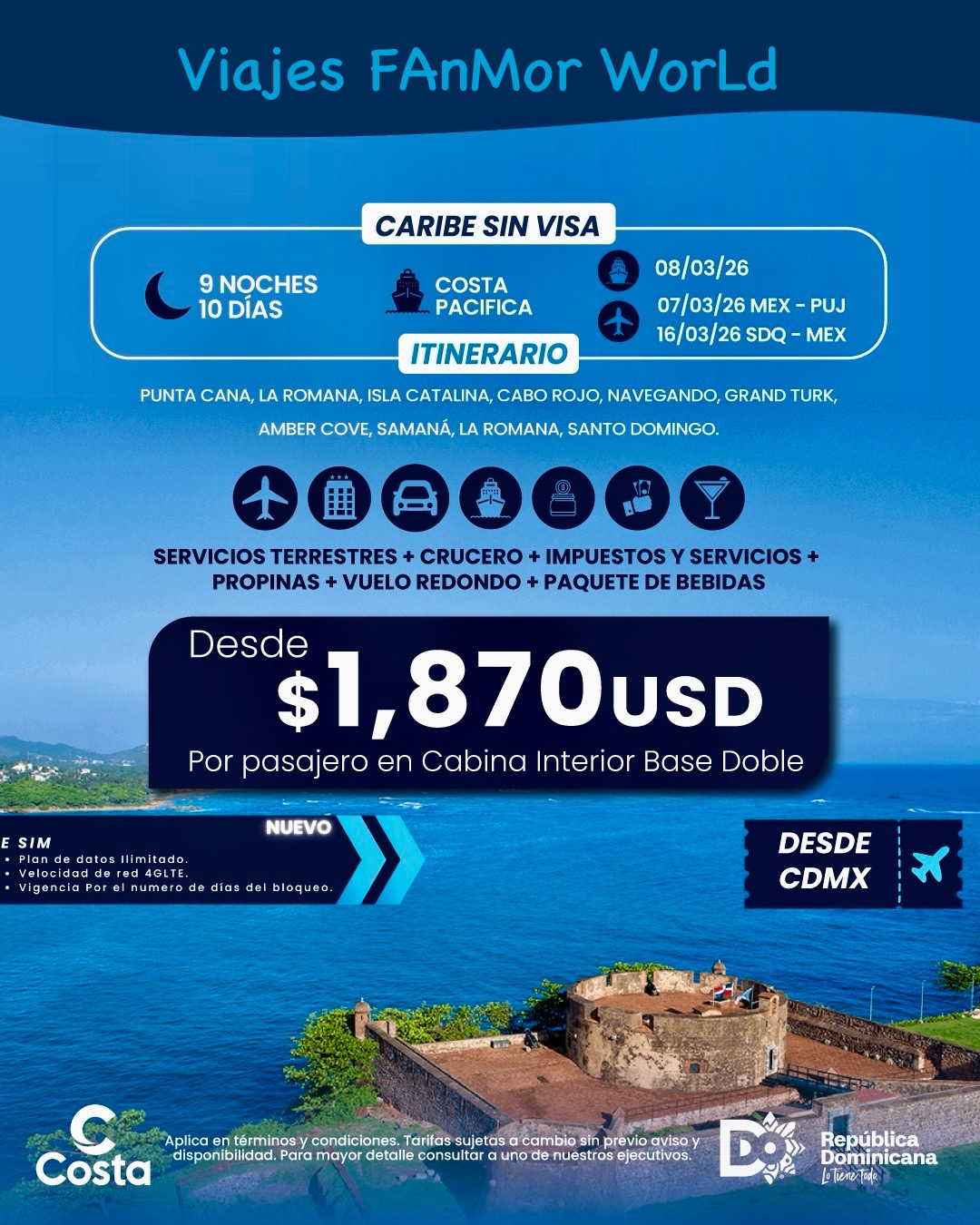CRUCERO AL CARIBE SIN VISA